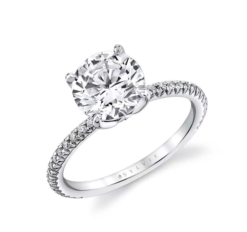 Lady's White 14 Karat Petal Prong Engagement Ring With 0.32Tw Round G/H Vs2 Natural Diamonds