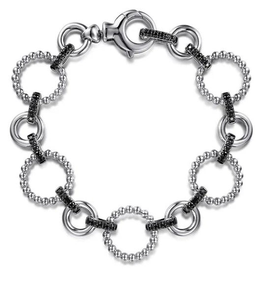 Sterling Silver and Black Spinel Link Bracelet