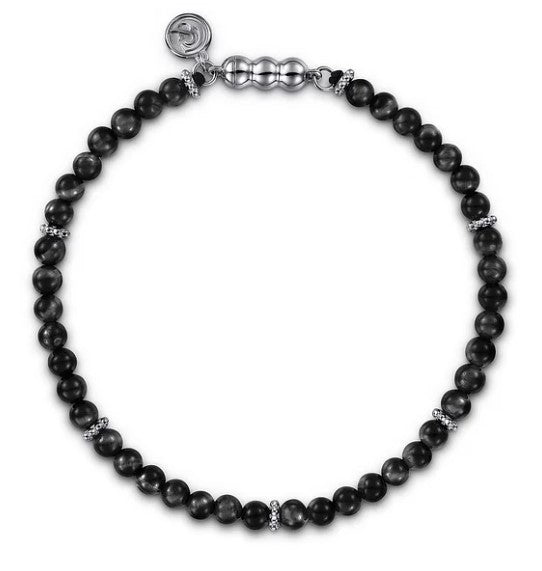 Sterling Silver Black Onyx Beaded Bracelet