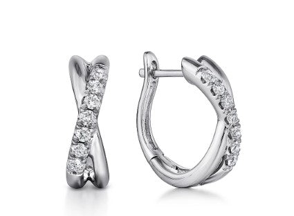 14 Karat Diamond Twist Huggie Earrings